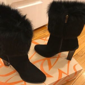 Via Spiga “Maddyn”Genuine Rabbit  Fur Trim Boots